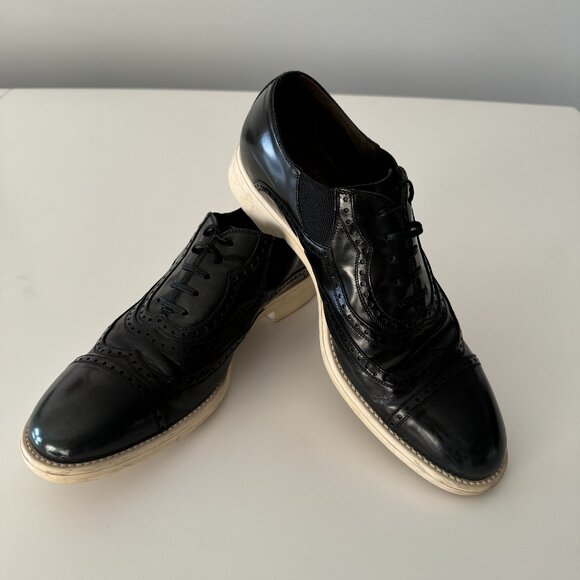 Dolce and Gabbana Black Brogue Leather Milano Oxfords, Size 10 main image 15
